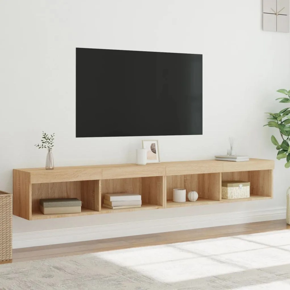 vidaXL Έπιπλα Τηλεόρασης με LED 2 τεμ. Sonoma Δρυς 100 x 30 x 30 εκ.