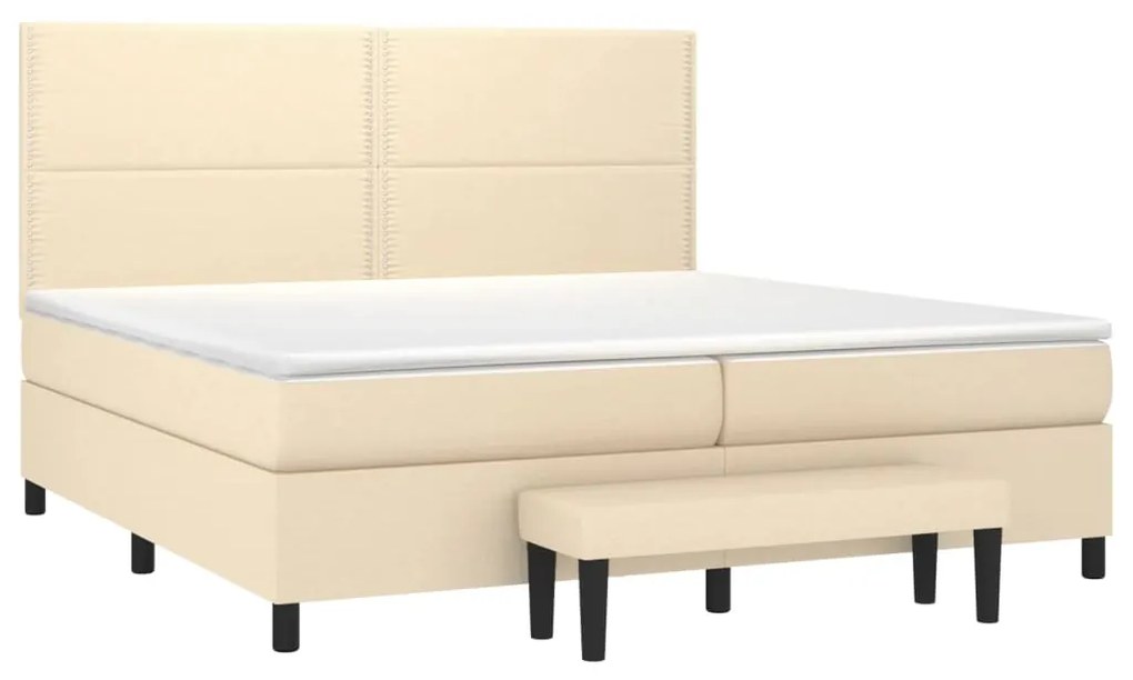 ΚΡΕΒΑΤΙ BOXSPRING ΜΕ ΣΤΡΩΜΑ ΚΡΕΜ 200X200 ΕΚ. ΥΦΑΣΜΑΤΙΝΟ 3136546