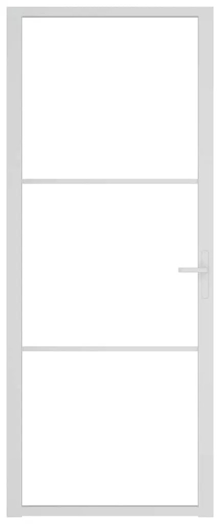 vidaXL Εσωτερική Πόρτα 83x201,5 εκ. Λευκό ESG Γυαλί και Αλουμίνιο
