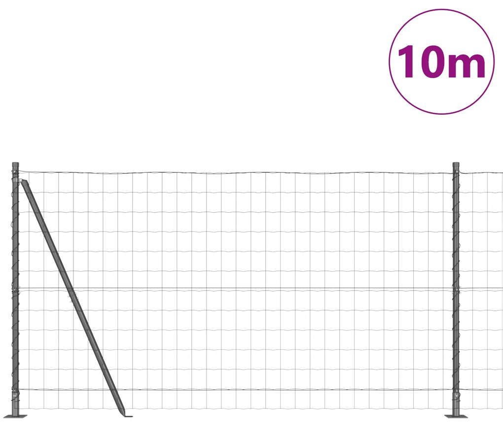 vidaXL Euro Fence με 7 φλάντζες 1.2x10 μ Γαλαβανισμένος χάλυβας