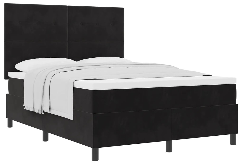 vidaXL Κρεβάτι Box Spring με Στρώμα Μαύρο 160x200 cm Βελούδο