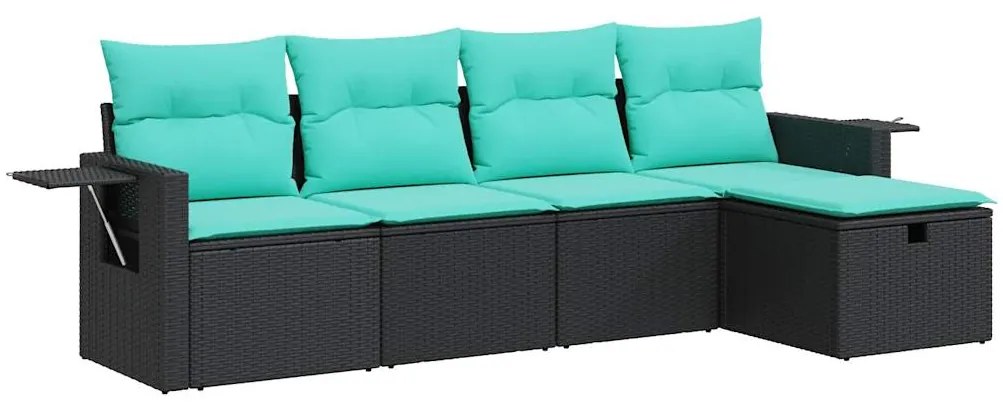 vidaXL Σετ Καναπέ Κήπου 5 Τεμαχίων Μαύρο Συνθετικό Ρατάν με Μαξιλάρια