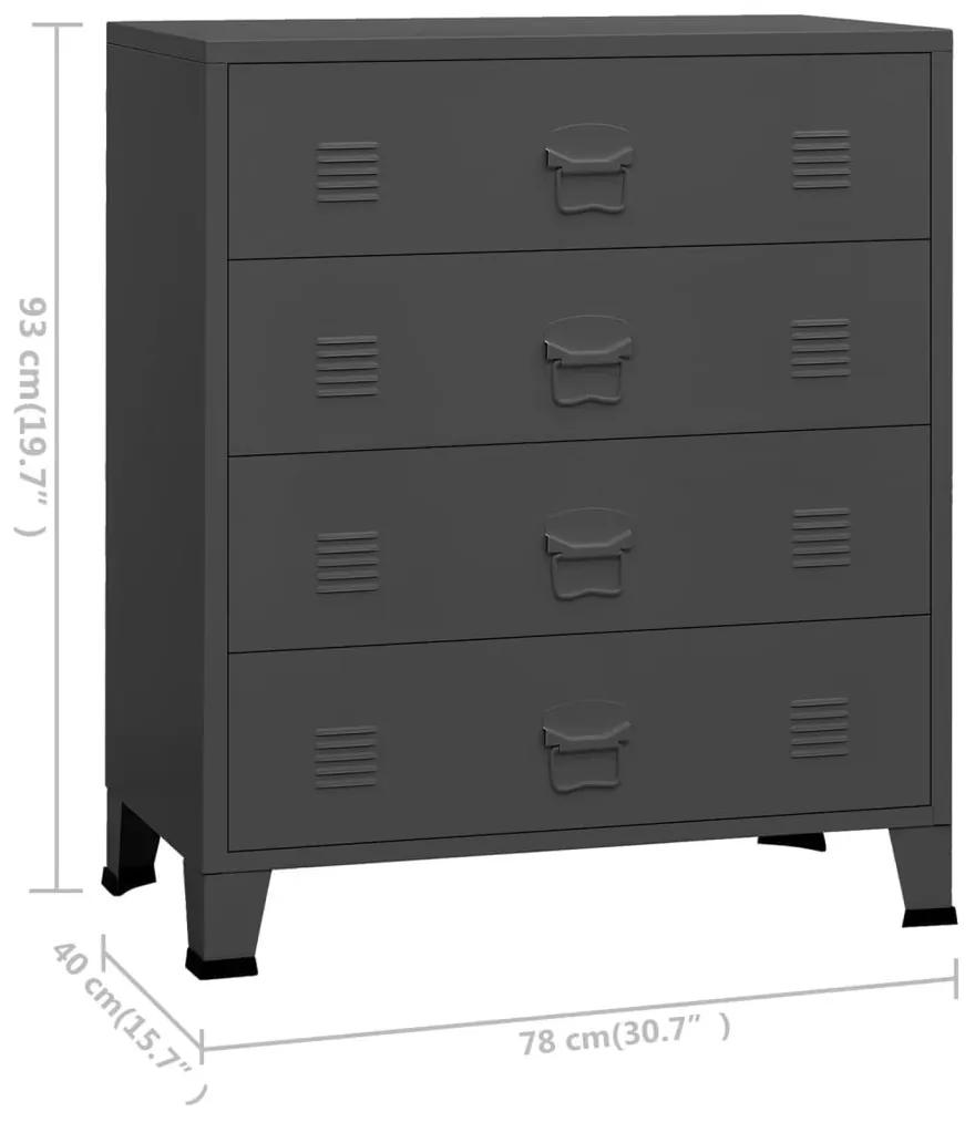 Συρταριέρα με Βιομηχανικό Στιλ Ανθρακί 78x40x93 εκ. Μεταλλική - Ανθρακί
