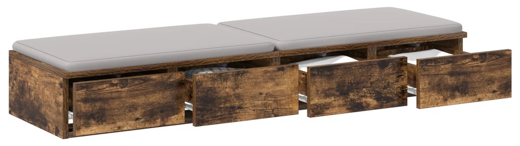 vidaXL Συρτάρια Κρεβατιού Καπνιστό Δρυς 120x36,5x16,5 εκ Επεξεργασμένο Ξύλο