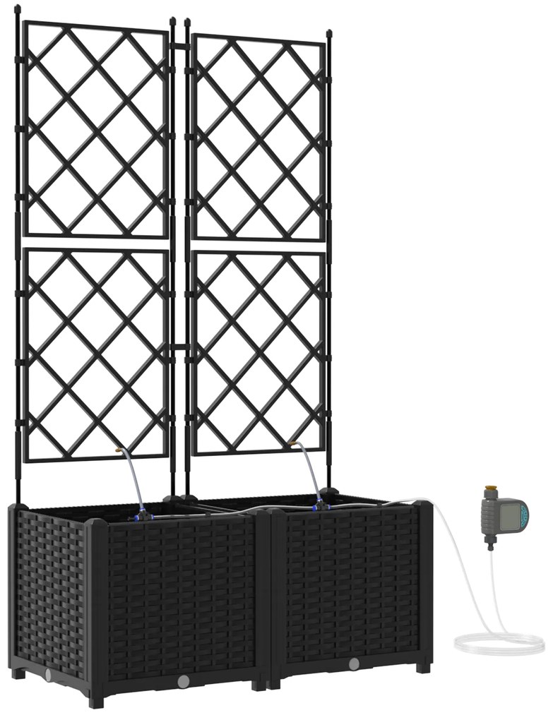 vidaXL Γλάστρες Κήπου 1 τεμ Καφασωτό Μαύρο 80 x 40 x 142 cm Πλαστικό