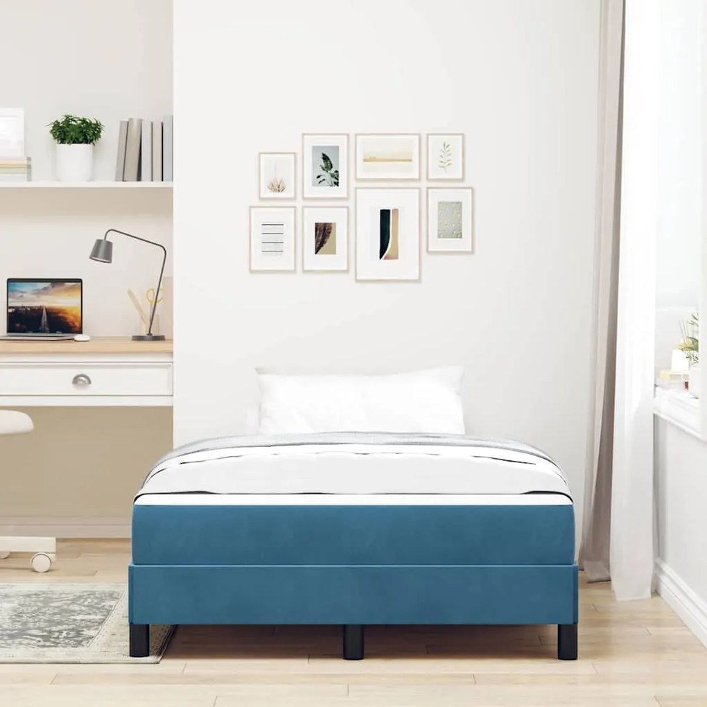 vidaXL Κρεβάτι box spring με στρώμα Σκούρο Μπλε 120 x 190 cm Βελούδο
