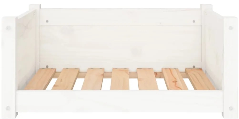 vidaXL Κρεβάτι Σκύλου Λευκό 65,5 x 50,5 x 28 εκ. από Μασίφ Ξύλο Πεύκου