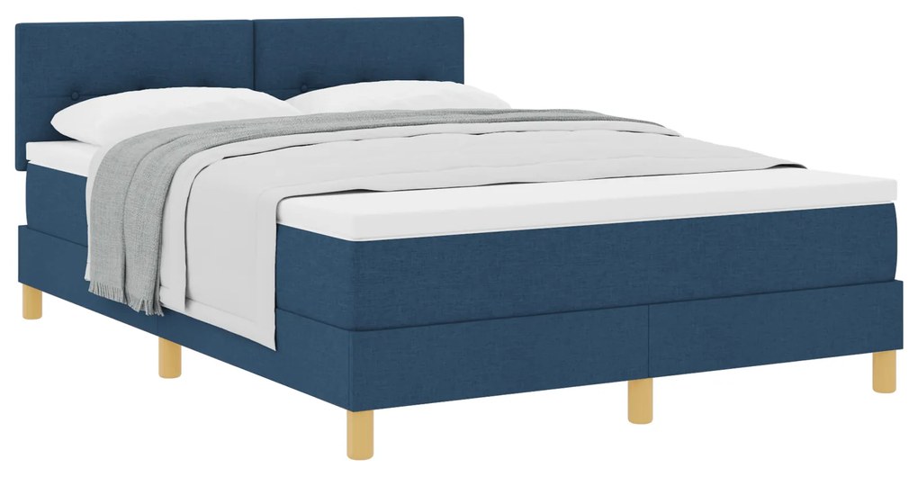 vidaXL Κρεβάτι Box Spring με Στρώμα Μπλε 140x200 cm Ύφασμα