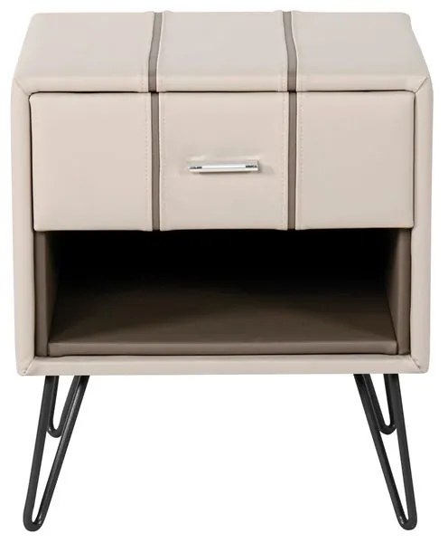 WOODWELL Ε8801,Κ1RIALTO Κομοδίνο Pu Μπεζ 48x41x56cm Ε8801,Κ1