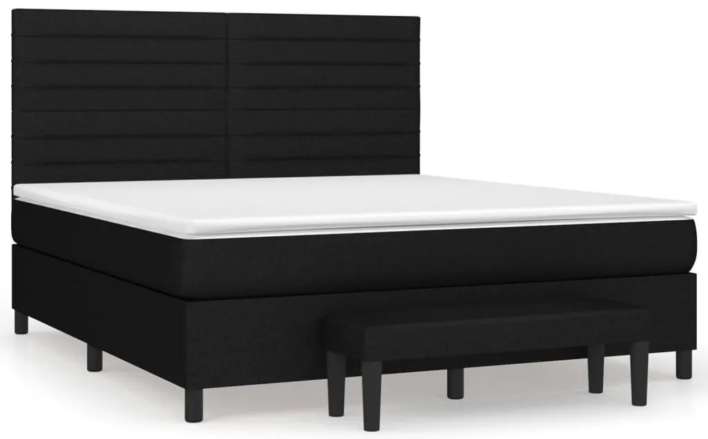 vidaXL Κρεβάτι Boxspring με Στρώμα Μαύρο 160x200 εκ. Υφασμάτινο