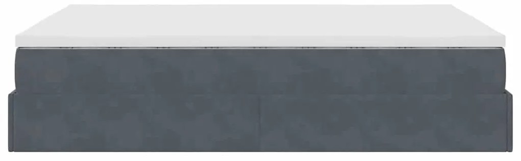 Οθωμανικό κρεβάτι με στρώμα σκούρο γκρι 140x190cm Βελούδο 3311184