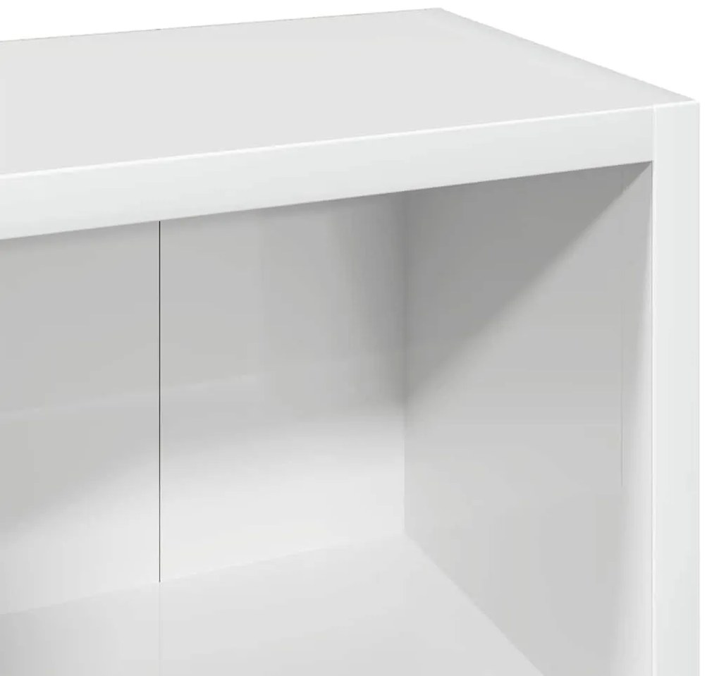 Έπιπλα CD 2 τεμ. Γυαλιστερό Λευκό 21x16x93,5 εκ. Μοριοσανίδα - Λευκό