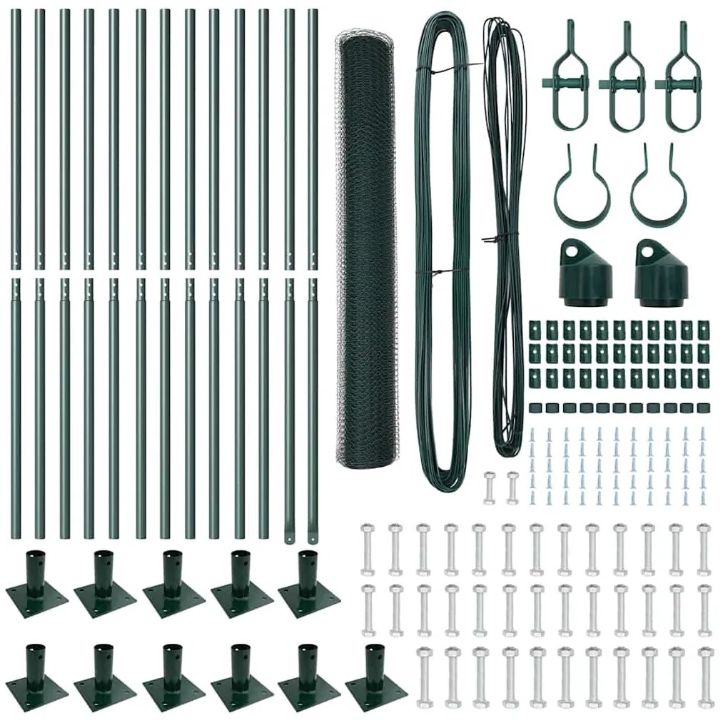 vidaXL Στύλος Περιφράξεων Πράσινο 25 x 1 μ (13 mm πλέγμα) Ατσάλι