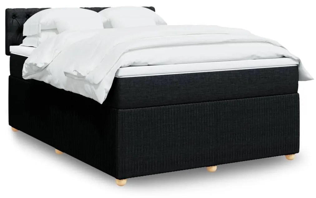 vidaXL Κρεβάτι Boxspring με Στρώμα Μαύρο 140x200 εκ. Υφασμάτινο