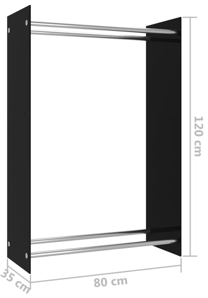 vidaXL Ράφι Καυσόξυλων Μαύρο 80 x 35 x 120 εκ. Γυάλινο