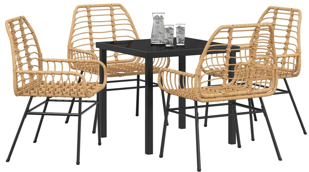 vidaXL Σέτ φαγητού για κήπο 5 pcs Καφέ συνθετικό ρατάν