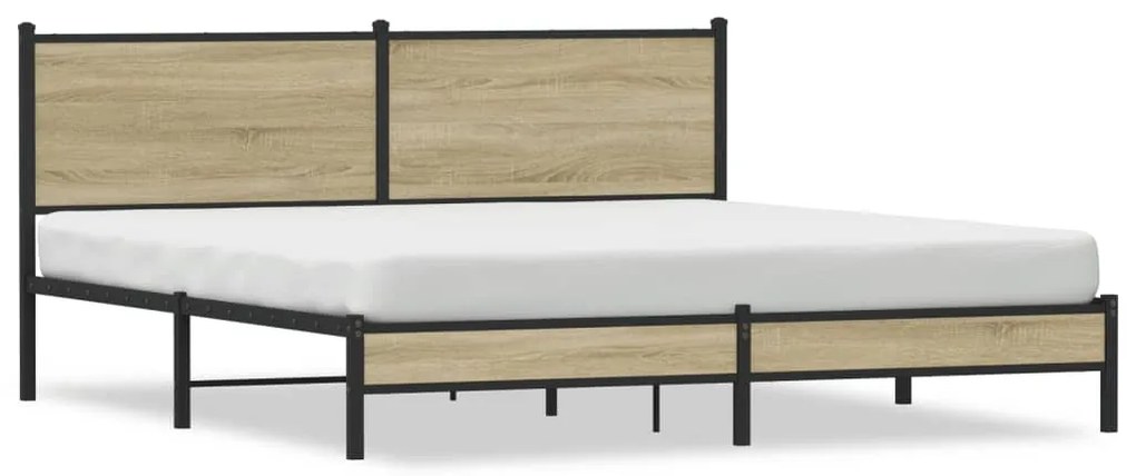 vidaXL Σκελετός Κρεβ. Χωρίς Στρώμα Sonoma Δρυς 183x213 εκ. Μεταλλικό