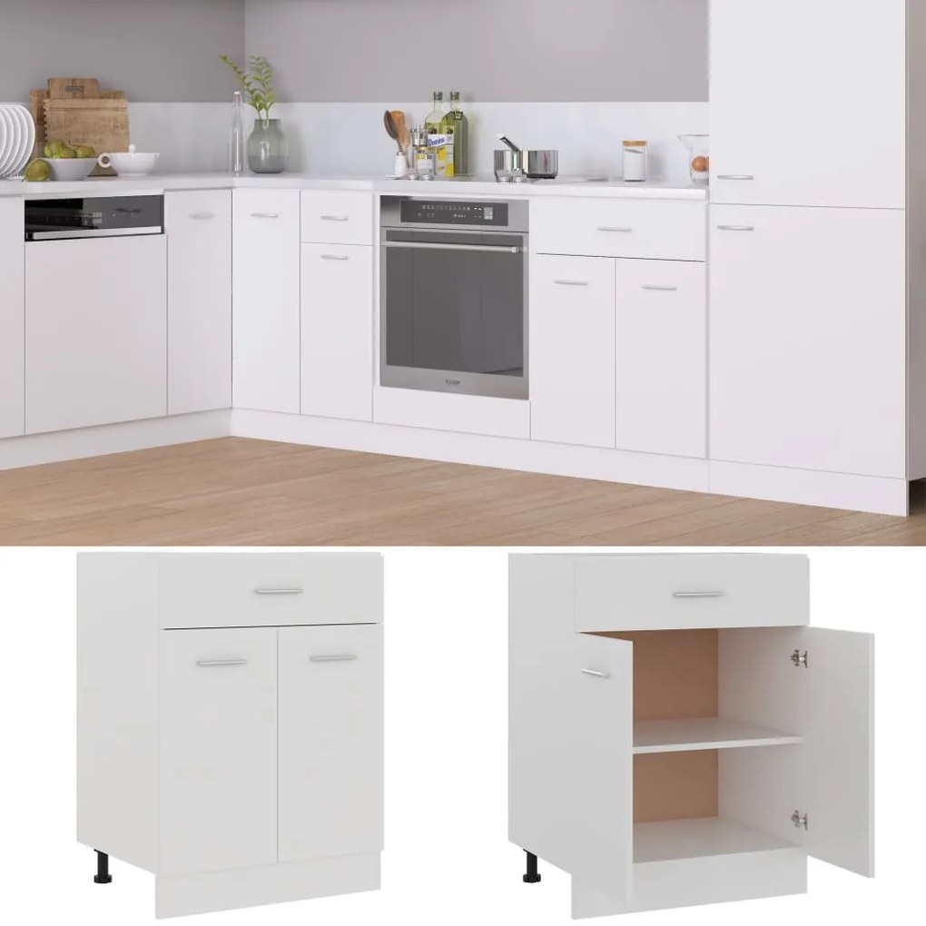 vidaXL Ντουλάπι με Συρτάρια "Lyon" Λευκό 60x46x81,5 εκ. από Τεχνητό Ξύλο