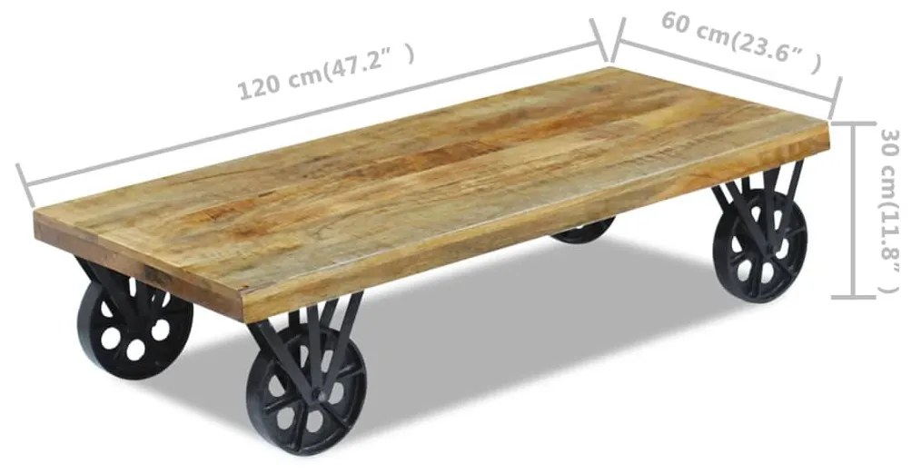 Τραπεζάκι Σαλονιού 120 x 60 x 30 εκ. από Μασίφ Ξύλο Μάνγκο - Καφέ