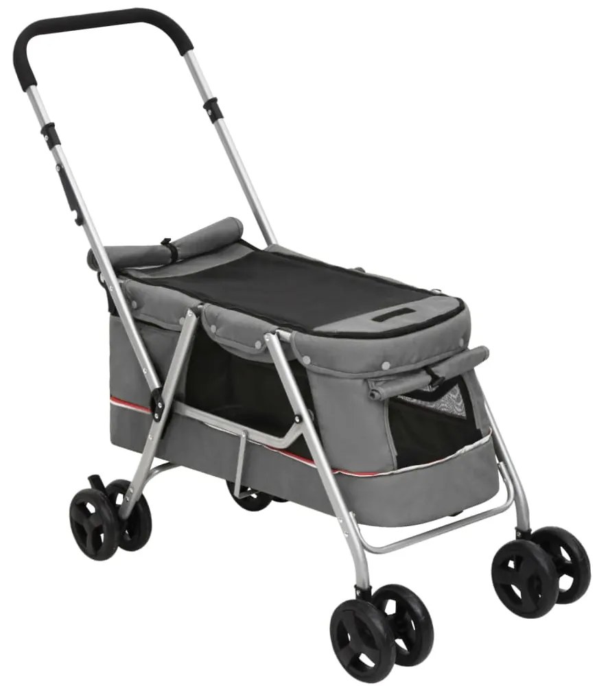 vidaXL Καρότσι Σκύλου Πτυσσόμενο Γκρι 100 x 49 x 96 εκ. Λινό Ύφασμα