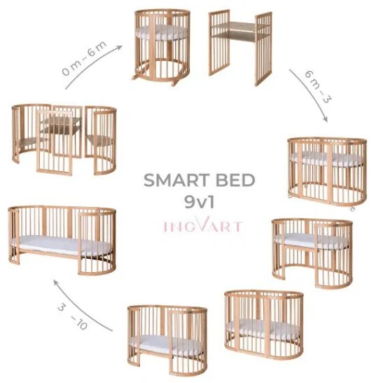 Πολυμορφικό Κρεβάτι Smart Bed Oval  9 in 1  Grey  INGVART