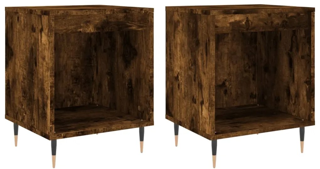 vidaXL Κομοδίνα 2 τεμ. Καπνιστή Δρυς 40 x 35 x 50 εκ. Επεξεργ. Ξύλο