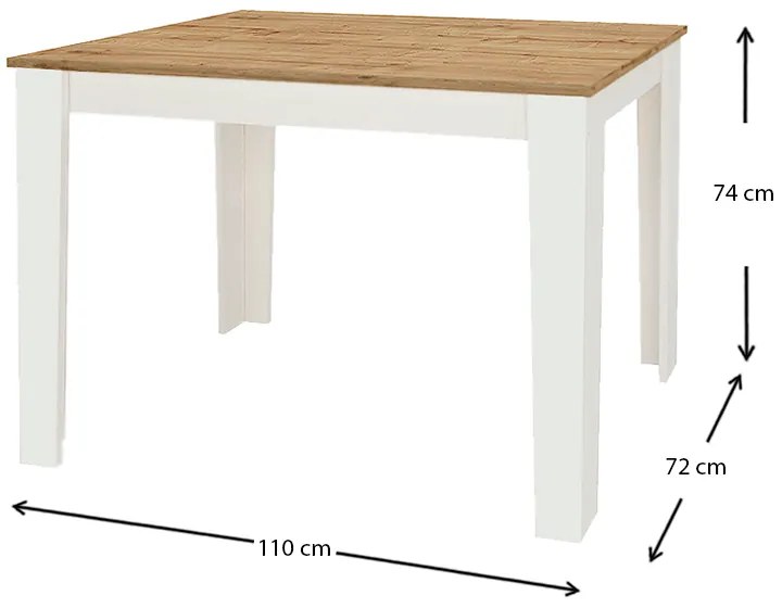 Τραπέζι Darlen Megapap χρώμα λευκό - sapphire oak 110x72x74εκ.
