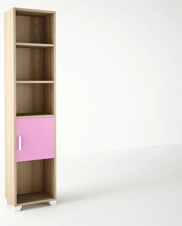 Βιβλιοθήκη παιδική σε χρώμα δρυς-ροζ 40x30x180