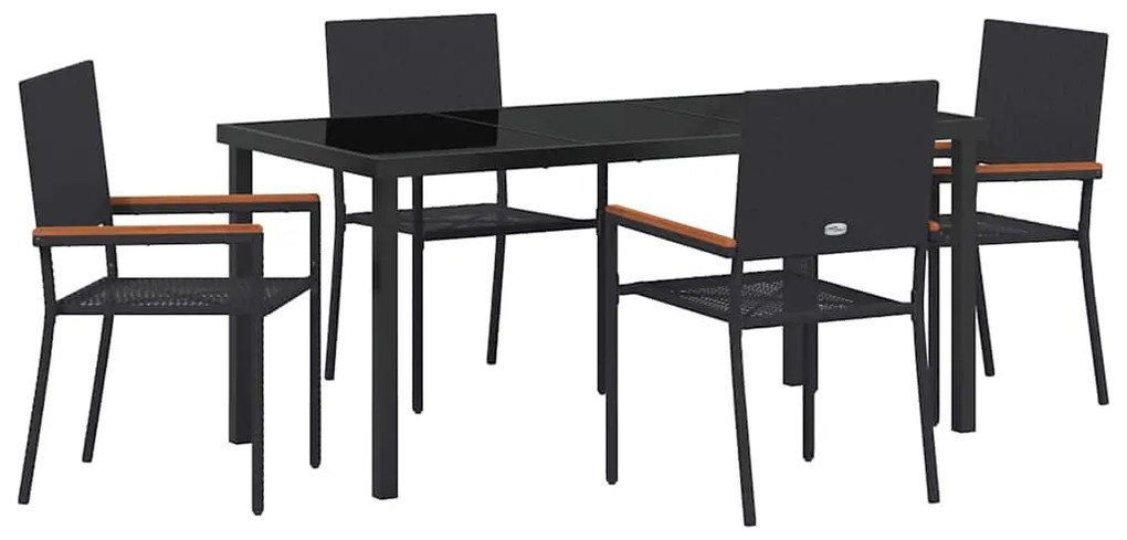 vidaXL Σέτ φαγητού για κήπο 5 pcs Μαύρο Πολυ ράταν