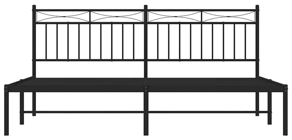 vidaXL Πλαίσιο Κρεβατιού με Κεφαλάρι Μαύρο 183 x 213 εκ. Μεταλλικό