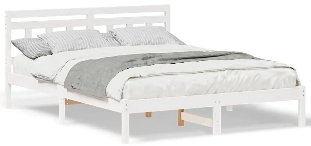 vidaXL Σκελετός Κρεβατιού Λευκό 160 x 200 cm Στερεά ξυλεία πεύκου