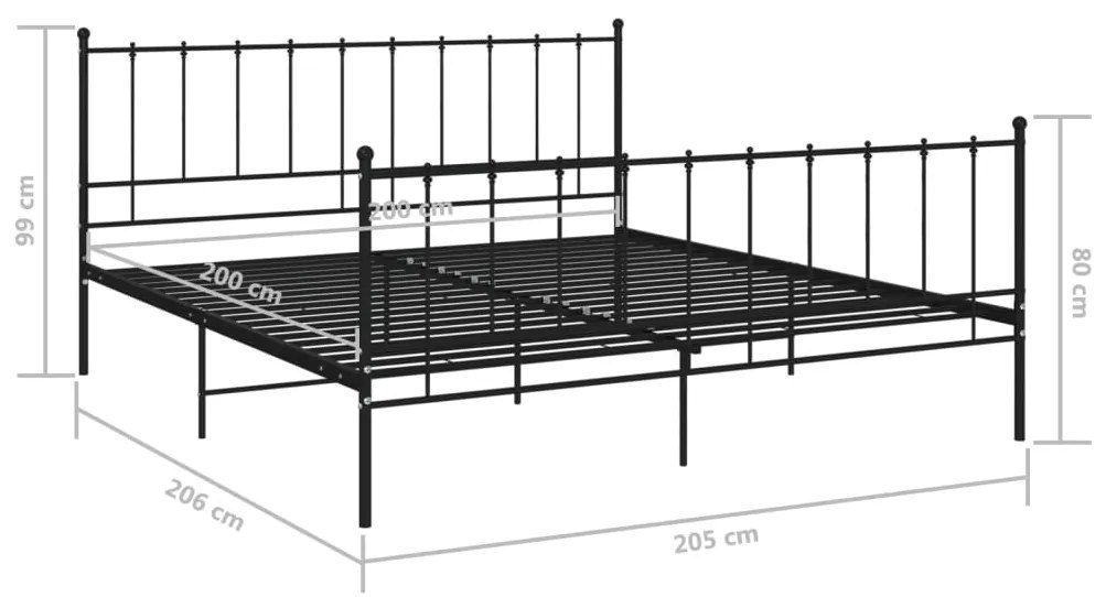 vidaXL Πλαίσιο Κρεβατιού Μαύρο 200 x 200 εκ. Μεταλλικό