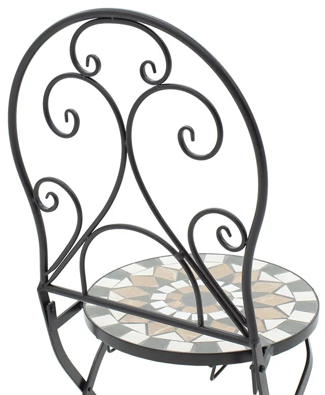 Τραπεζαρία Mosaic pakoworld σετ 3τεμ μέταλλο μαύρο