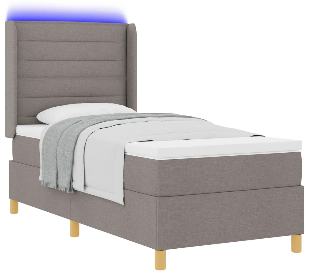 vidaXL Κρεβάτι Box Spring με Στρώμα & LED Ταμπά 80x200 εκ. Υφασμάτινο
