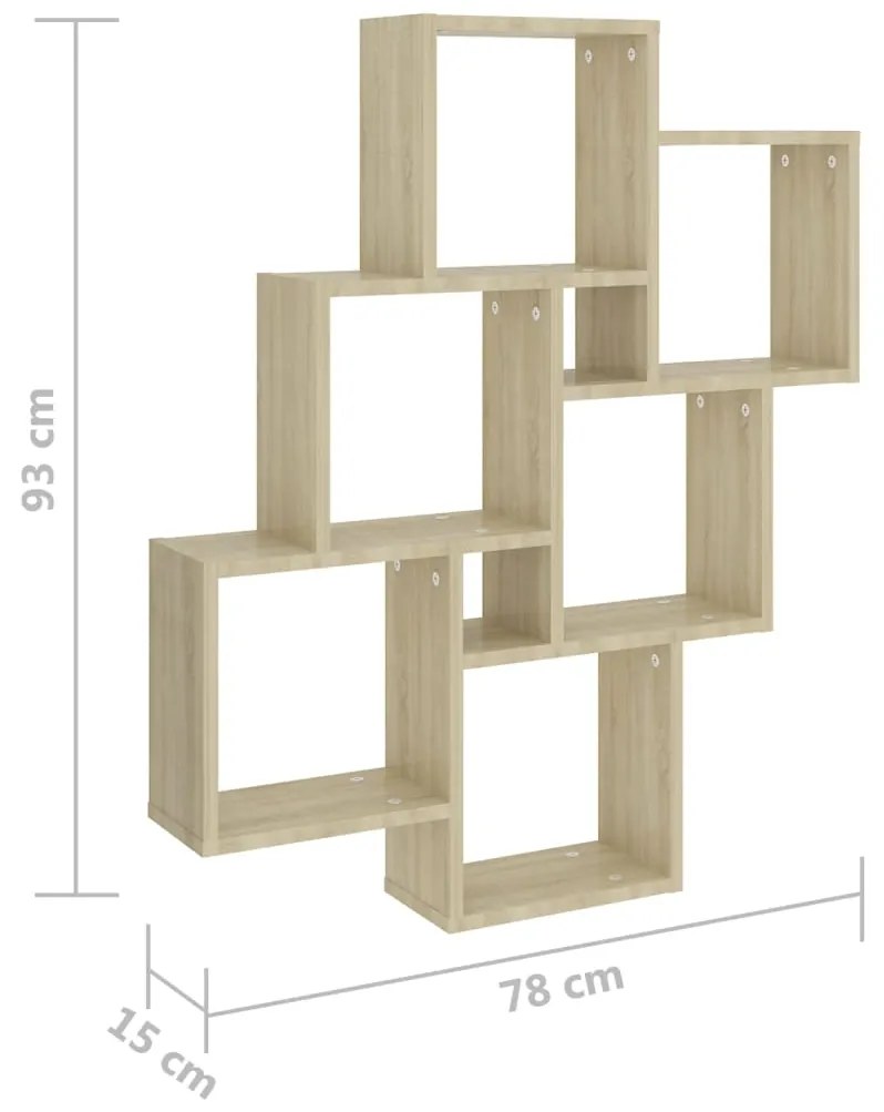 vidaXL Ράφι Κύβος Τοίχου Sonoma Δρυς 78 x 15 x 93 εκ. από Επεξ. Ξύλο