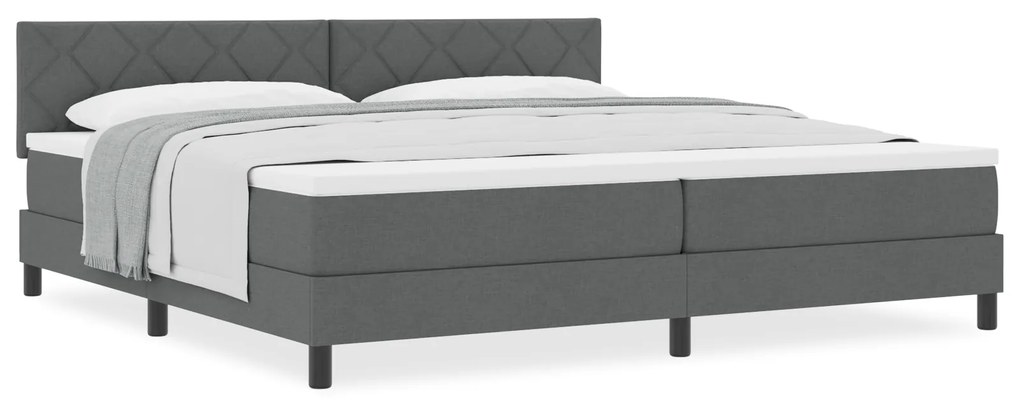 vidaXL Κρεβάτι με Μαξιλάρι Στρώμα Σκούρο Γκρι 200x200 εκ. Υφασμάτινο