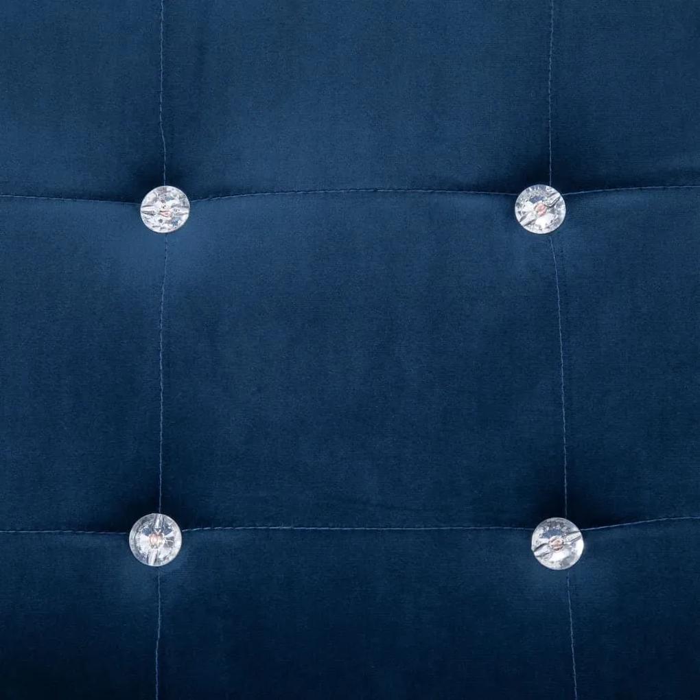 Καναπές Διθέσιος με Μπράτσα Μπλε από Βελούδο και Χρώμιο - Μπλε