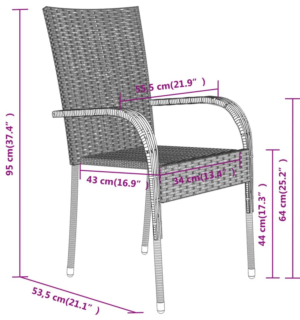 vidaXL Σετ Τραπεζαρίας Κήπου 5 Τεμαχίων Μαύρο