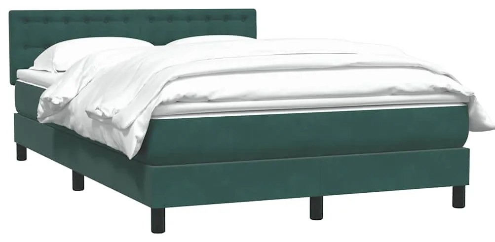 vidaXL Box Spring Κρεβάτι με στρώμα Σκούρο πράσινο 140x220cm Βελούδινο