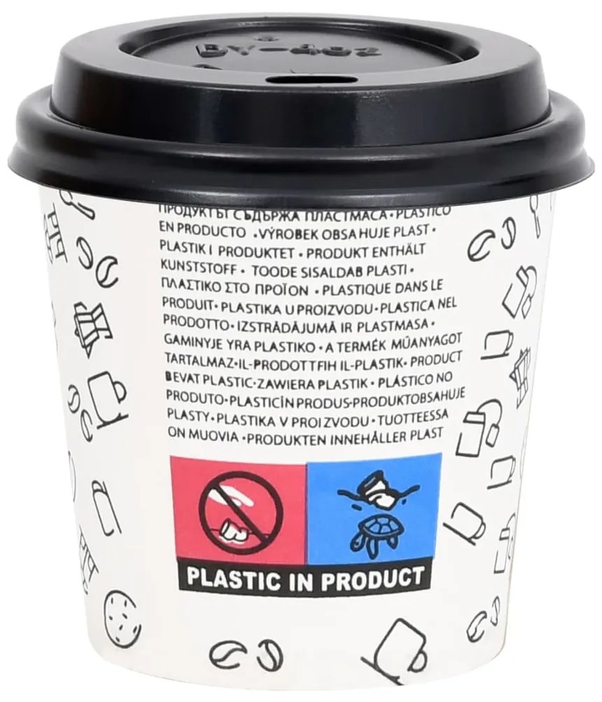 vidaXL Ποτήρια Καφέ Χάρτινα με Καπάκια 120 ml 1000 Τεμάχια Λευκά/Μαύρα
