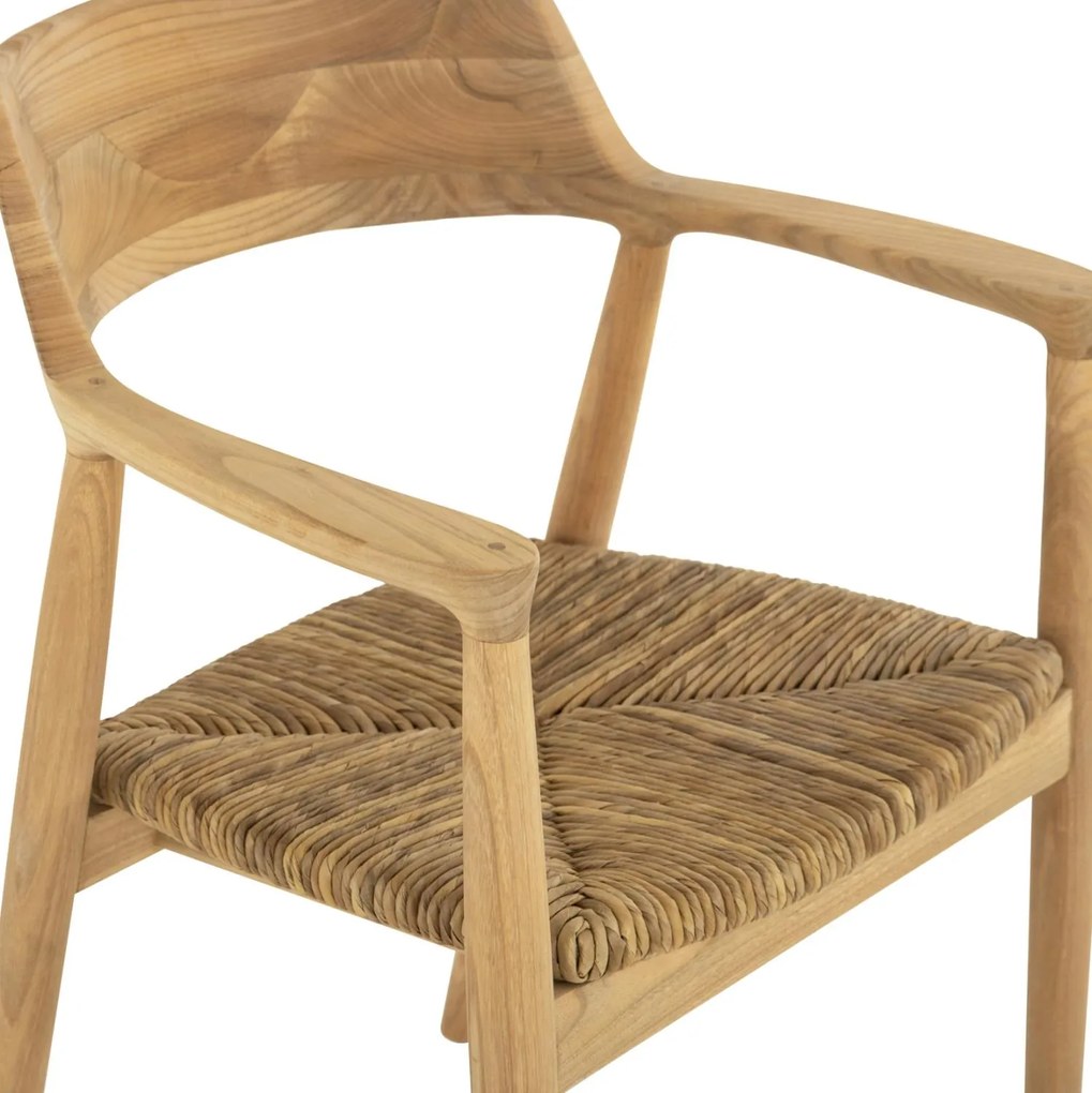 Καρέκλα-Πολυθρόνα KINGSLEY2 Ξύλο Teak και κάθισμα Ψάθα 58x53x79εκ. 58x53x79 εκ.