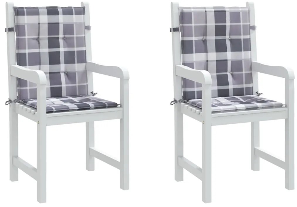 vidaXL Μαξιλάρια Καρέκλας Κήπου Πλάτη 2τεμ Γκρι Καρό 100x50x3εκ Oxford
