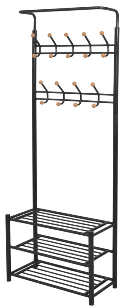 Καλόγερος/Πάγκος για Παπούτσια Μαύρος 68 x 32 x 182,5 εκ.