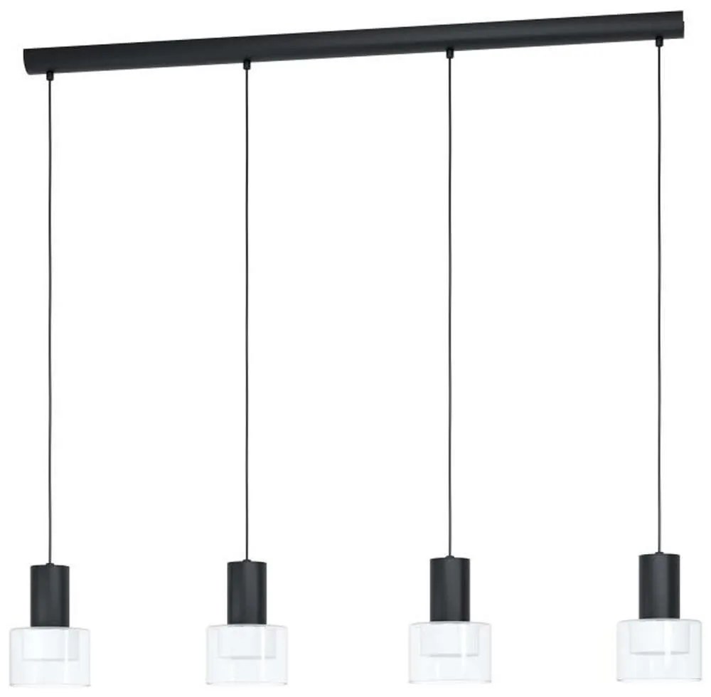 Φωτιστικό Οροφής - Ράγα 39726 Molineros GU10/4 Black-Clear Eglo Metal, Glass