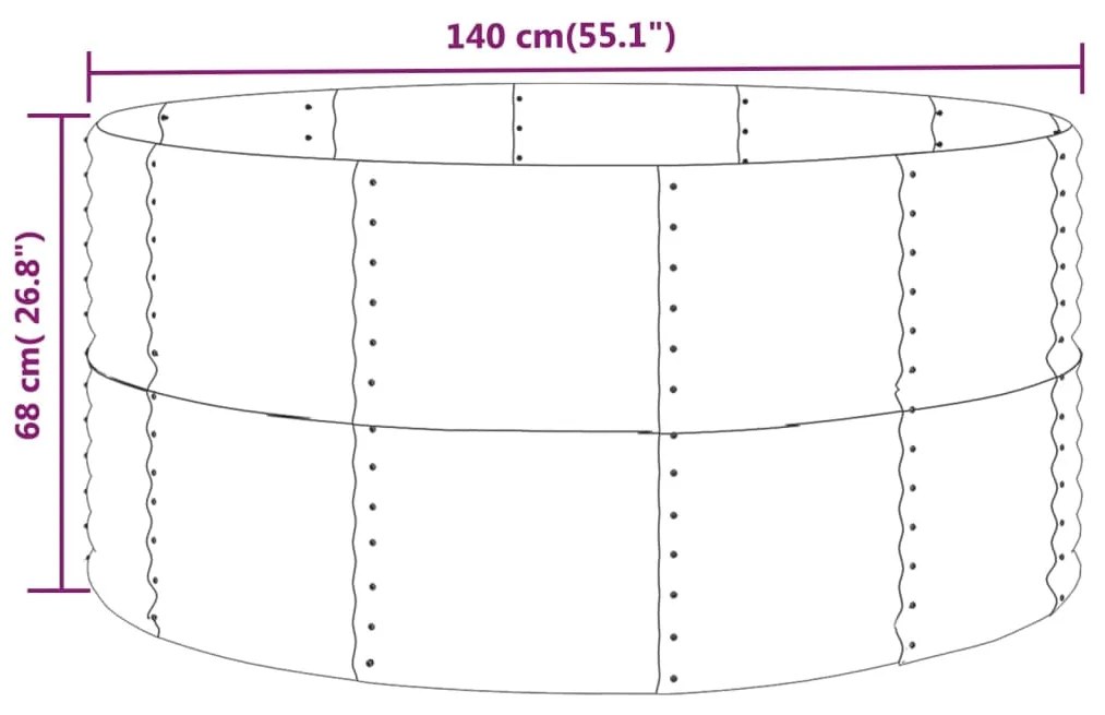 vidaXL Ζαρντινιέρα Ασημί 140x140x68 εκ. Γαλβανισμένος χάλυβας