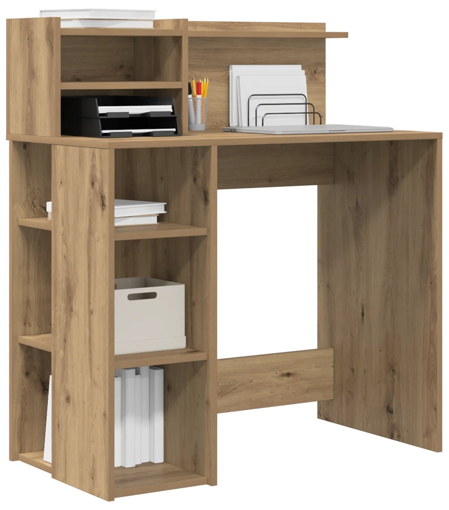 vidaXL Γραφείο με Αποθήκη Καστανός Δρυς 90x48x101.5 εκ. Επεξεργασμένο ξύλο