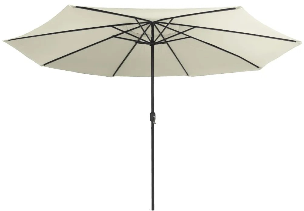 vidaXL Ομπρέλα Κήπου Λευκό της Άμμου 390 εκ. με Μεταλλικό Ιστό