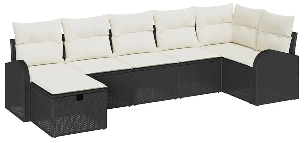 vidaXL Σετ Καναπέ Κήπου 7 pcs Μαύρο και κρεμ 289 x 124 x 85 εκ.