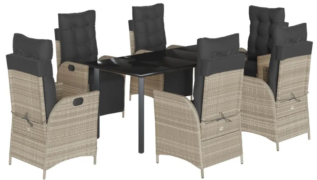 vidaXL Σετ Τραπεζαρίας Κήπου 7 τεμ. Αν. Γκρι Συνθ. Ρατάν με Μαξιλάρια