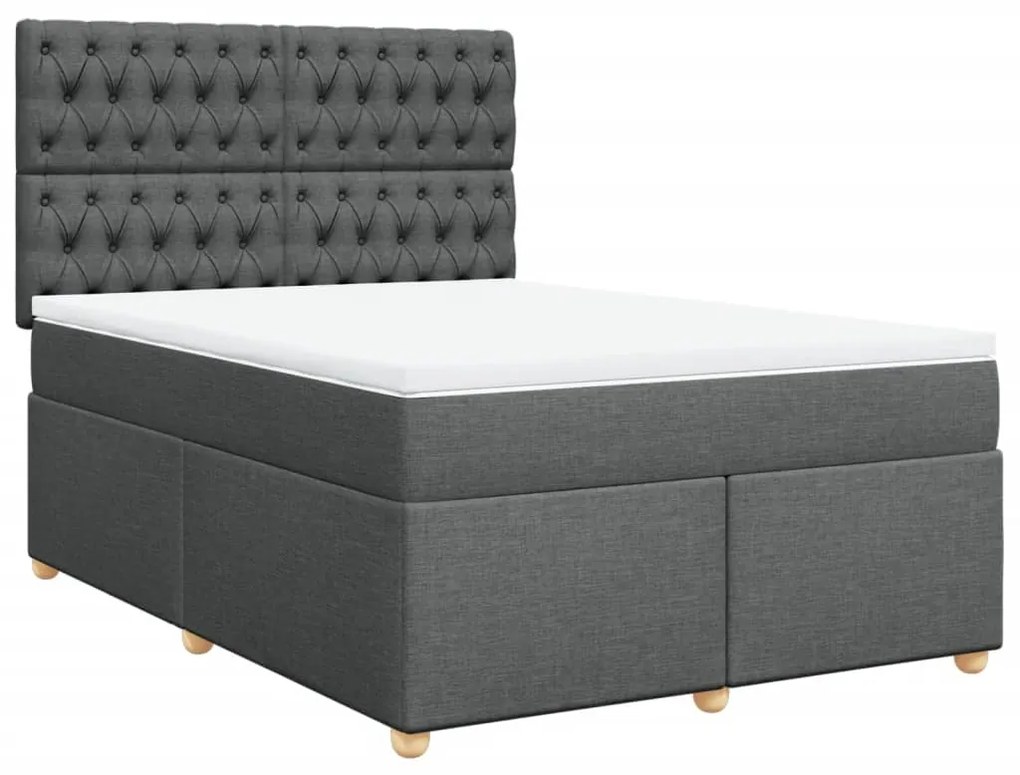 ΚΡΕΒΑΤΙ BOXSPRING ΜΕ ΣΤΡΩΜΑ ΣΚΟΥΡΟ ΓΚΡΙ 160X200 ΕΚ ΥΦΑΣΜΑΤΙΝΟ 3291339